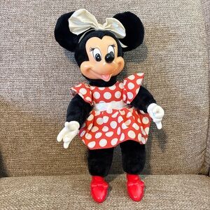 Vintage 1981 Applause Disney Minnie Mouse Rubber Face Stuffed Plush 15"